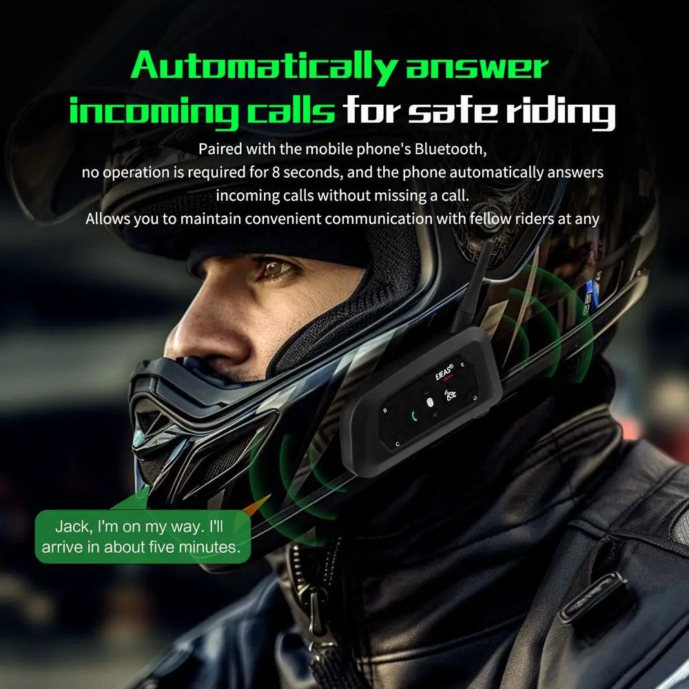 EJEAS V6 PRO + Moto Interphone Casque Bluetooth Casque 6 Coureurs 800m Communicateur Étanche V5.1 Mu