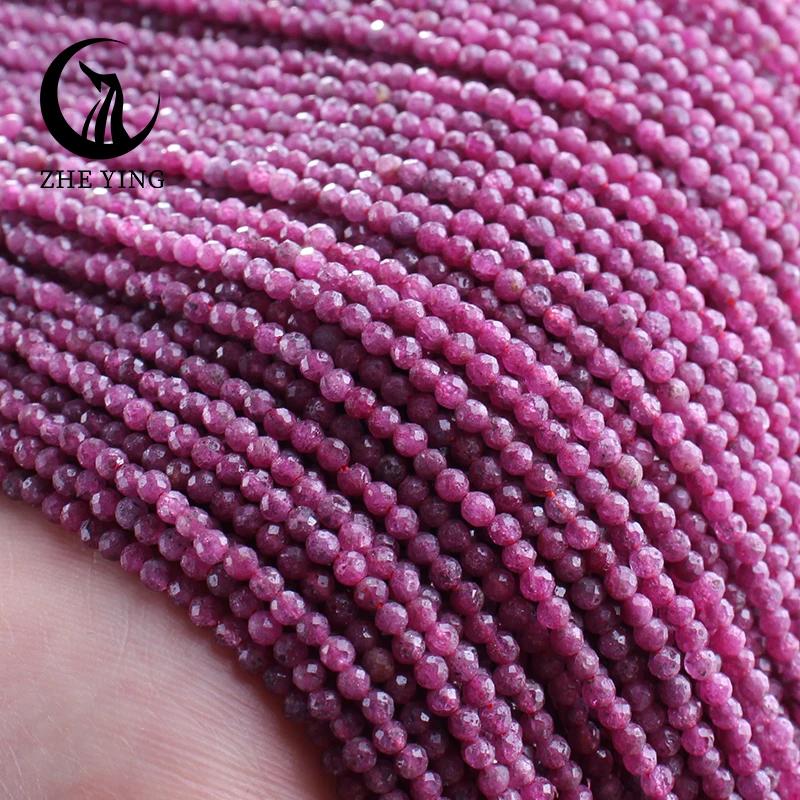 5 brins de perles de pierre naturelle facettées de 2 mm (rubis, améthyste, angelite) avec trou, peti