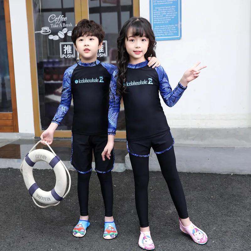 Maillot de bain pour enfants, 3 pièces, manches longues, protection solaire UV