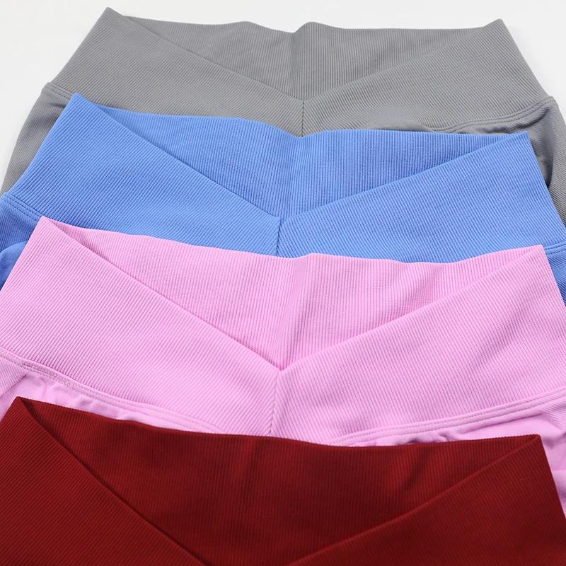 Short de Yoga sans couture pour femmes, dos en V, froissé, levage des fesses, short de gymnastique,