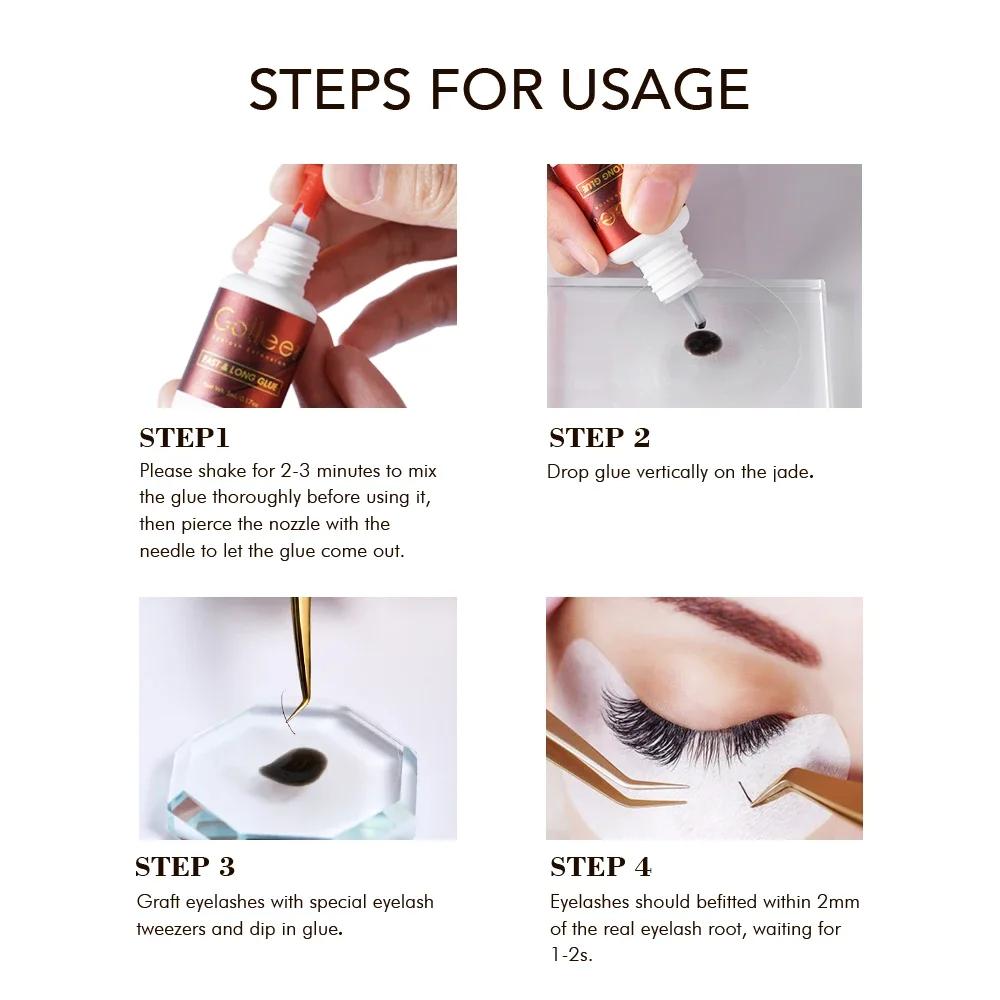 Gollee 5 pièces 1s colle à séchage rapide pour Extension de cils fournitures d'extensions de cils av