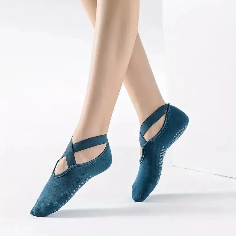 Chaussettes de Pilates coordonnantes avec bandage en coton pour femme, dos nu, yoga, fitness, ballet