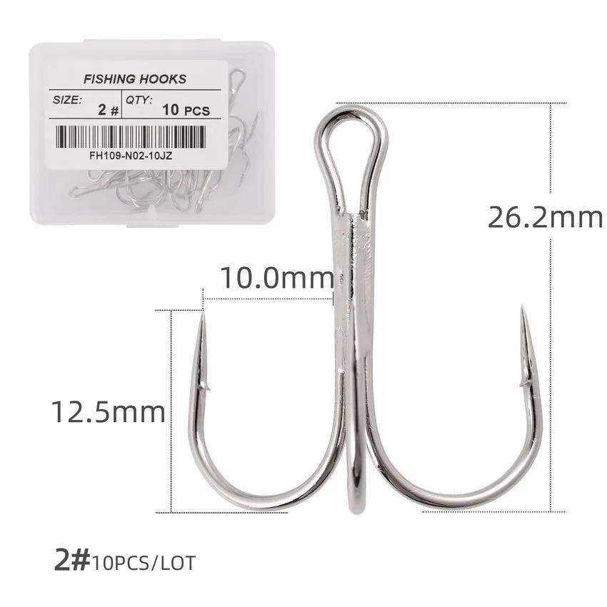 Hameçons triples de pêche aiguisés blancs, matériel de pêche au poisson, outils et accessoires, 10 p