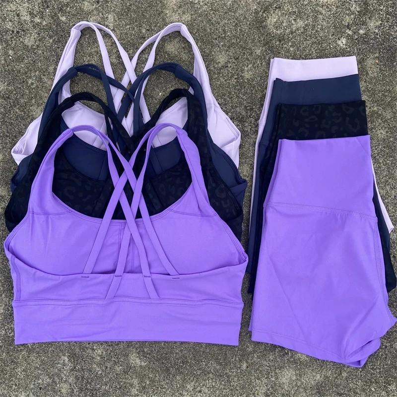 Ensemble yoga 2 pièces femme - Soutien-gorge dos croisé et short taille haute pour fitness