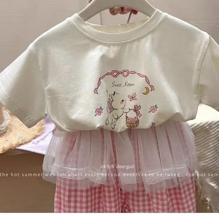 Ensembles de vêtements pour enfants, chemisier camée d'animaux victoriens + pantalon à carreaux en d