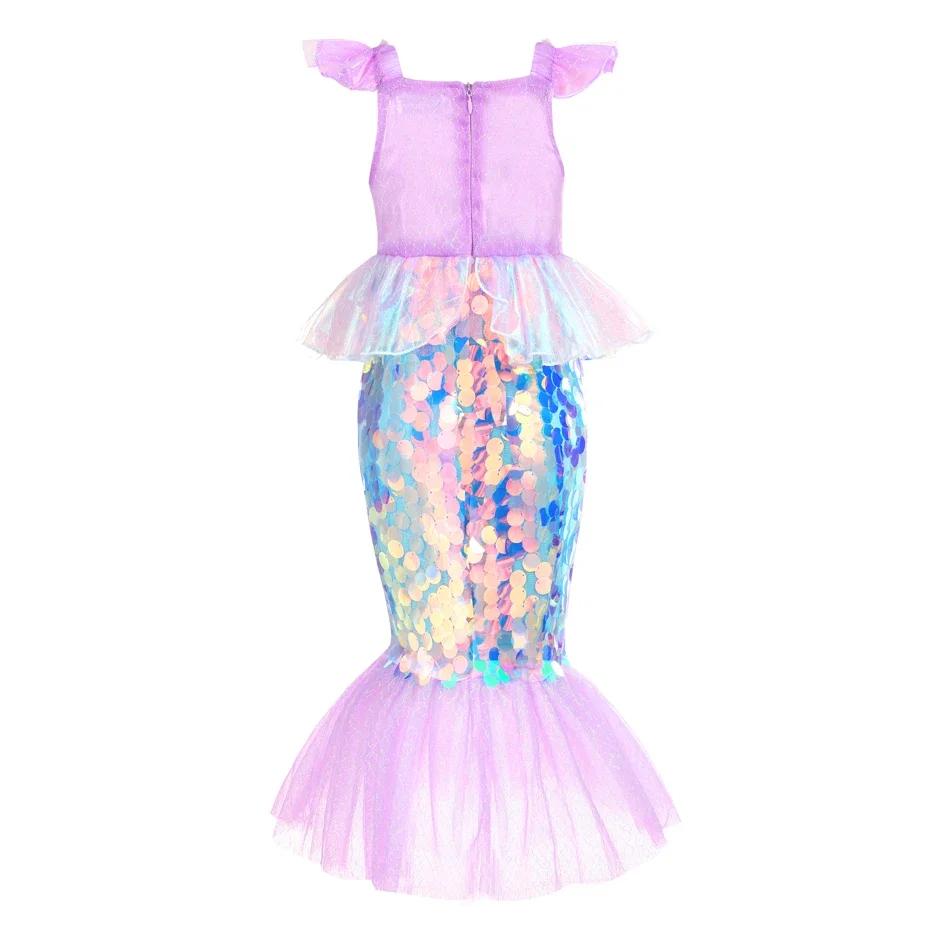 Robe sirène pour filles, breloque princesse Cosplay, Costume scintillant à paillettes pour enfants,