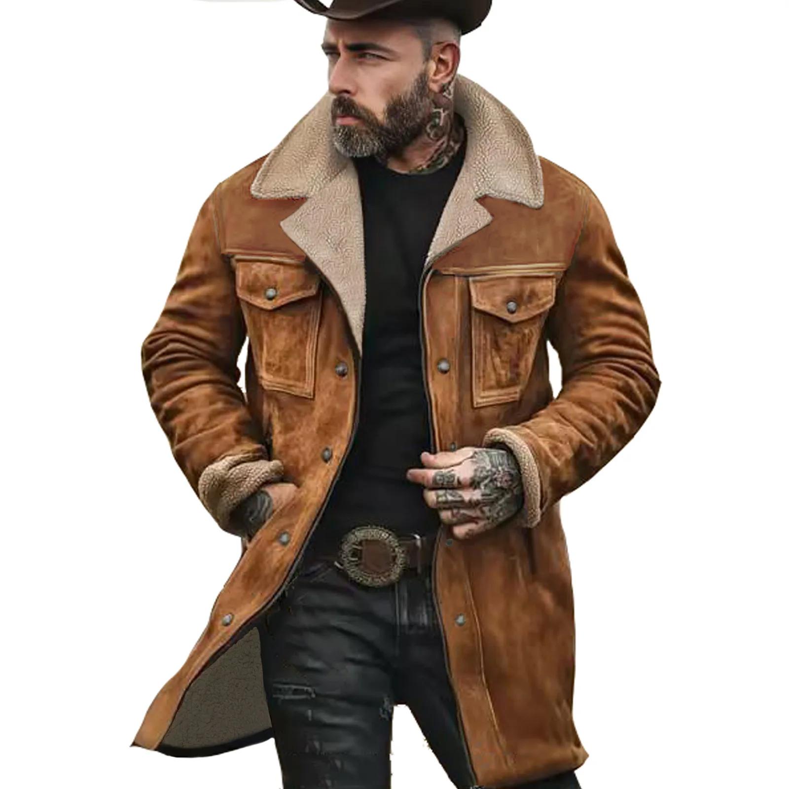 2025 automne et hiver hommes manteau en daim couleur correspondant veste multi-poches manteau à glis