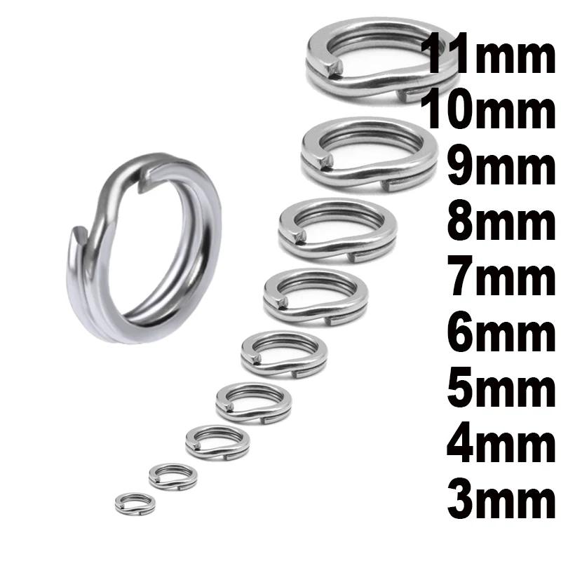 Anneau fendu de pêche en acier inoxydable, Double anneau fendu ovale solide, accessoires pour croche