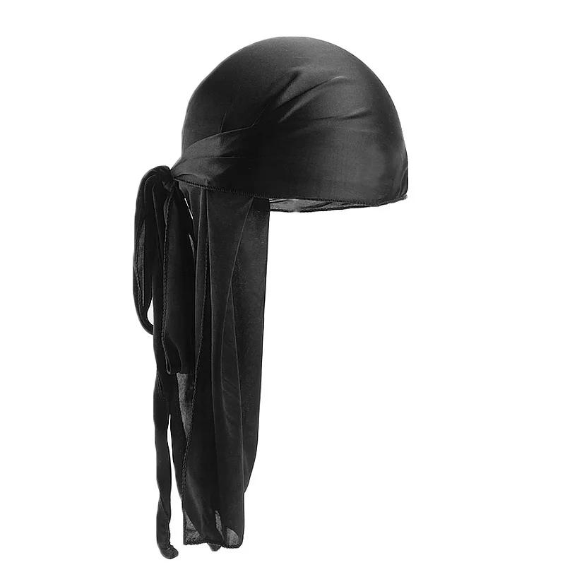 Chapeau de Pirate Durag à longue queue soyeuse unisexe, Turban à la mode, casquette Bandana pour fem