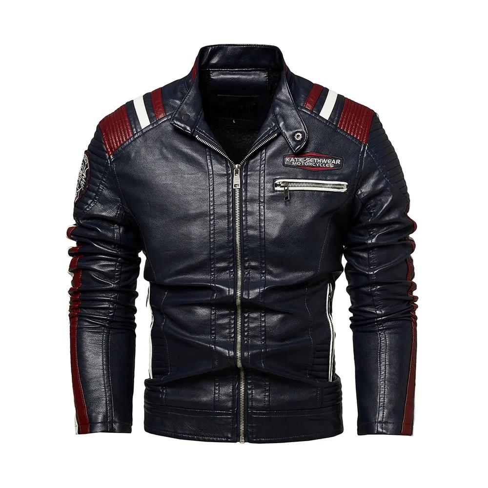 Veste de Moto en simili cuir pour hommes, imperméable, coupe-vent, PU, Bomber Vintage