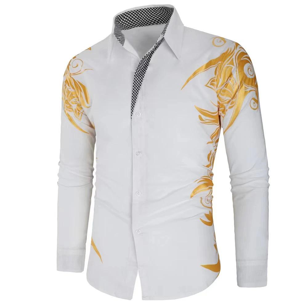 Chemise à manches longues pour hommes, chemise imprimée, mode, décontractée, haute qualité, élégante