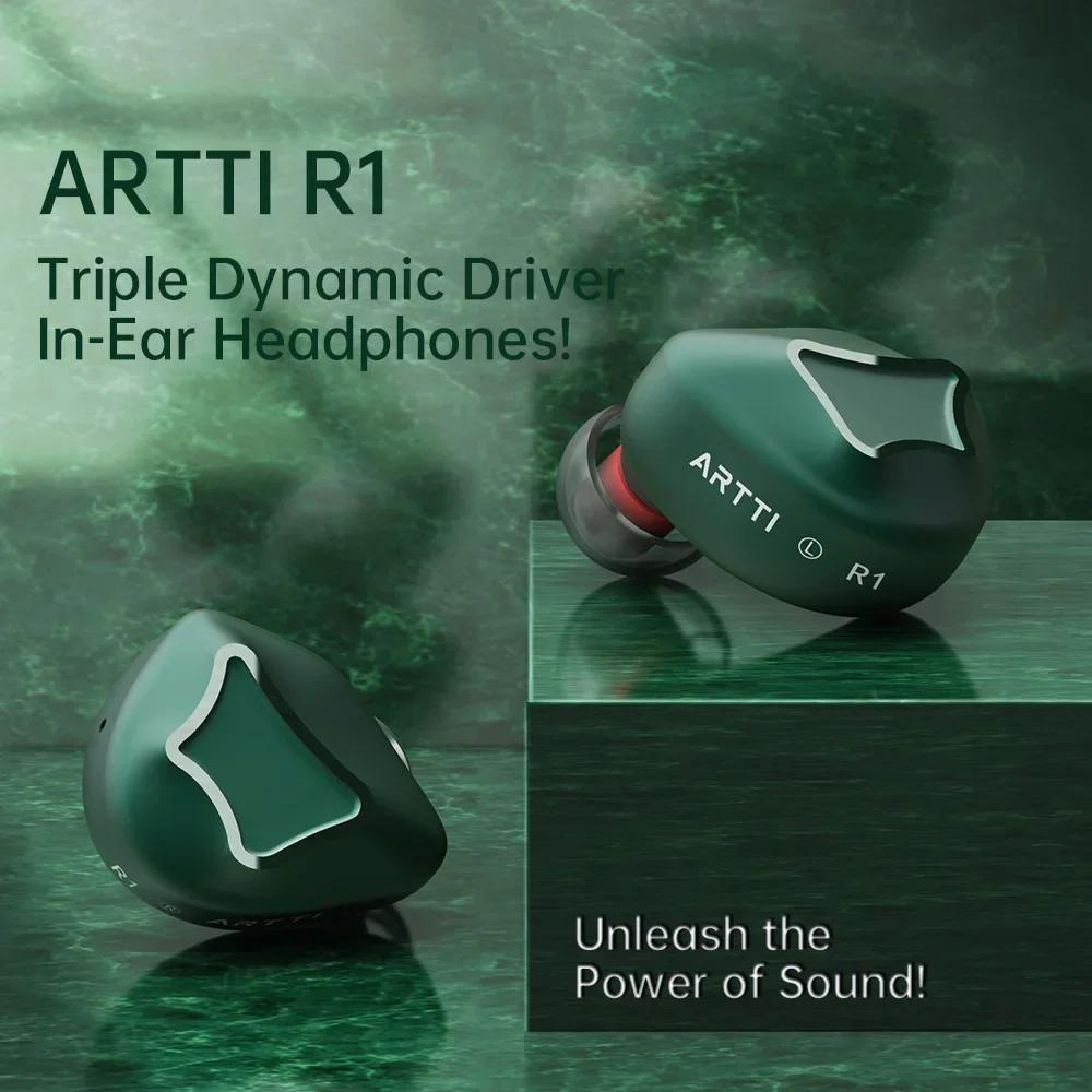 Écouteurs intra-auriculaires ARTTI R1 HIFI avec triple transducteur dynamique et connecteur détachab