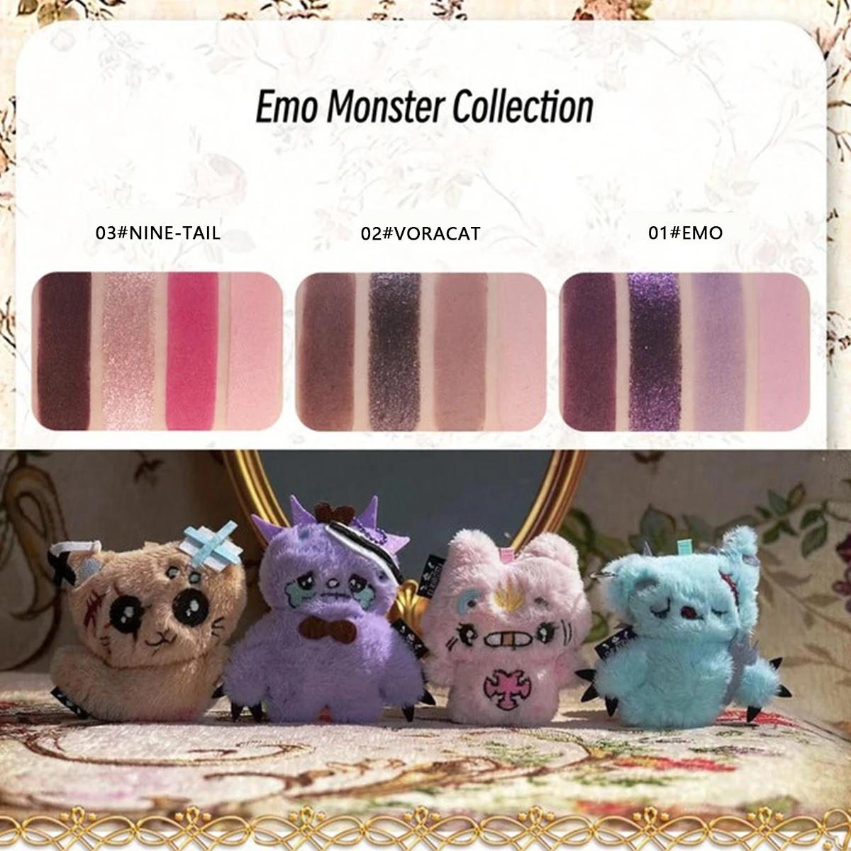 Palette de fards à paupières quatre couleurs Haggard Emo Monster Series, pigmentation longue durée,