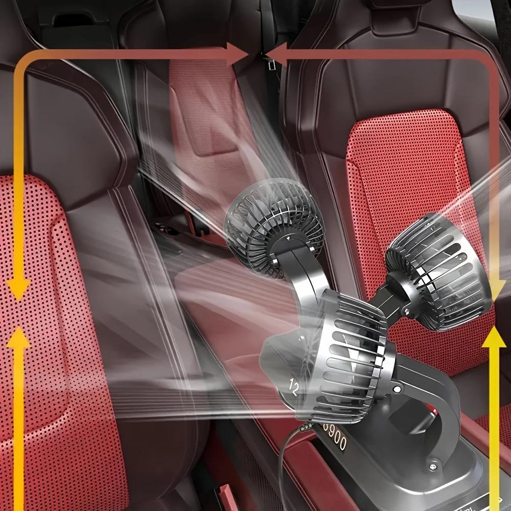 Ventilateur de voiture à trois têtes, USB, 3 vitesses réglables, rotation résistante à 360, adapté a