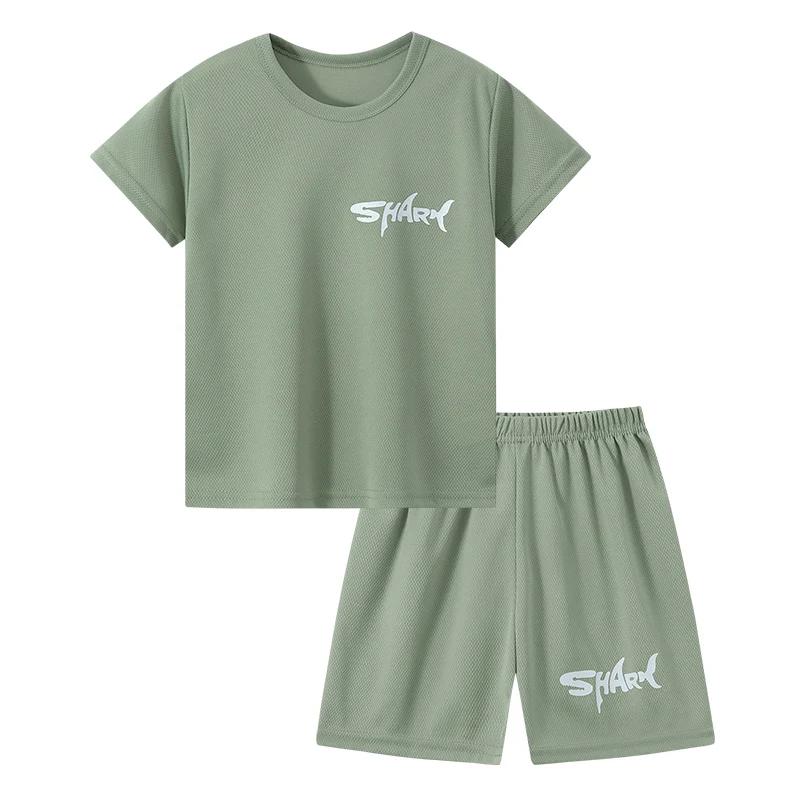 Combinaison de sport 2 pièces pour enfants, lettre d'été, séchage rapide, pour garçons et filles, T-