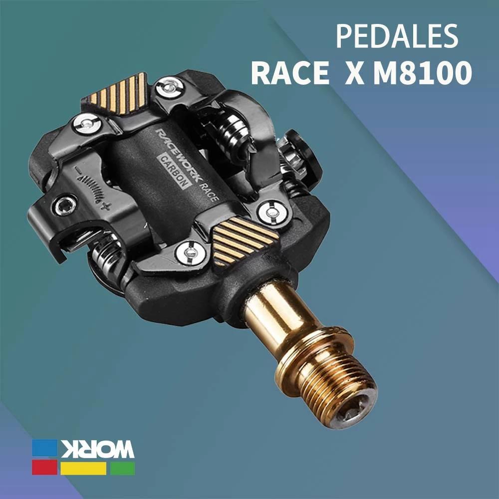 Pédales vélo VTT automatiques RACEWORK SPD M8000 avec crampons et roulements autobloquants