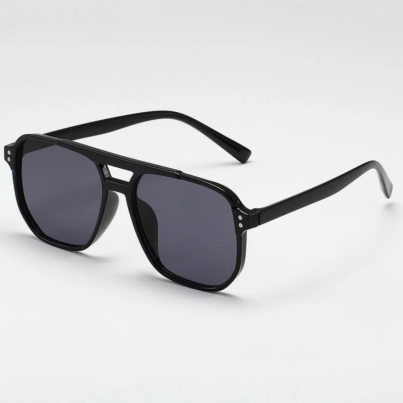 Lunettes de soleil carrées rétro pour femmes et hommes, lunettes de soleil polygonales noires vintag