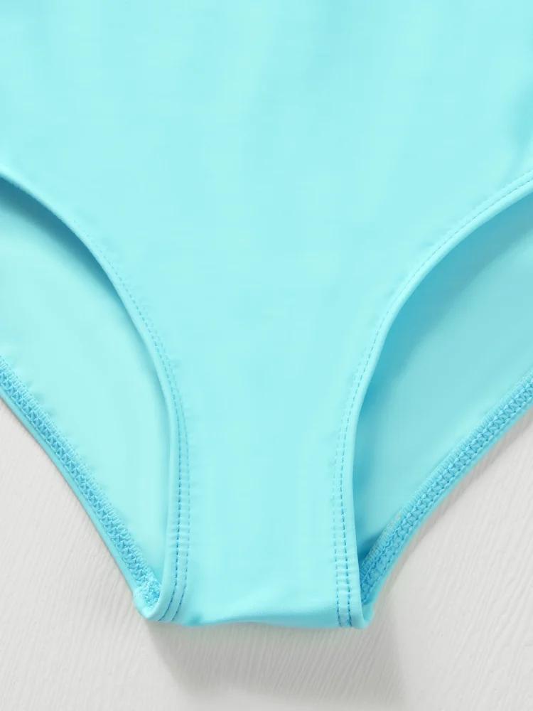 Maillot de bain une pièce pour filles, nouvelle collection 2026, manches longues, couleur unie, comb