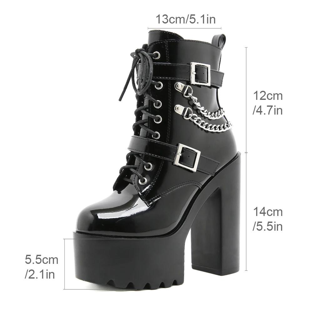 Gdgydh bottes à talons hauts DJ scène Performance bottines à talons épais avec chaînes et boucles di