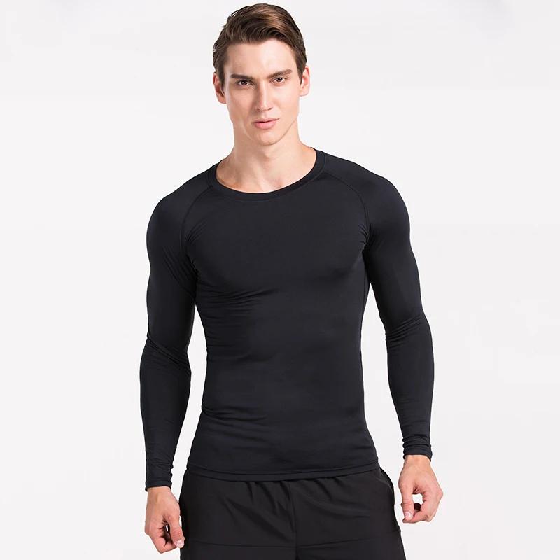 Haut de course à compression pour hommes, chemise à manches longues, vêtements de sport pour hommes,