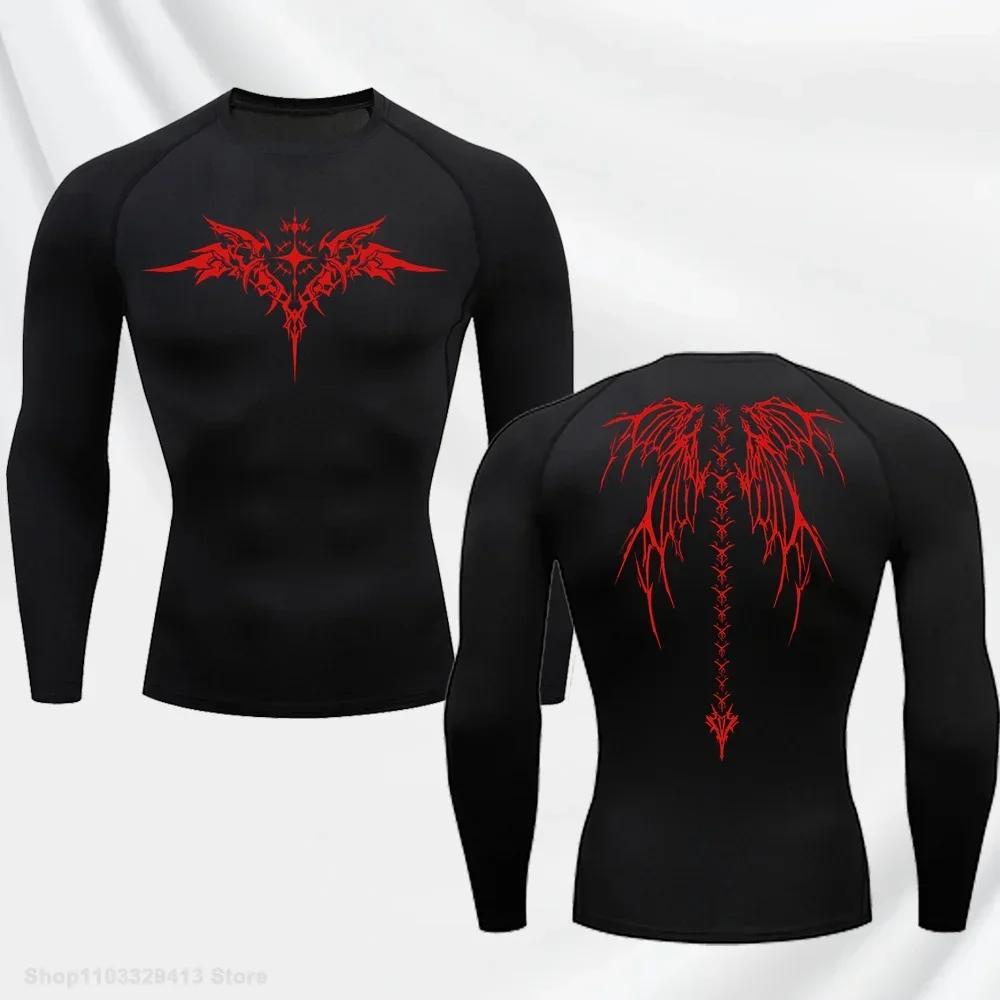 T-shirt de compression décontracté à imprimé anime pour homme, séchage rapide, vêtement de sport fit