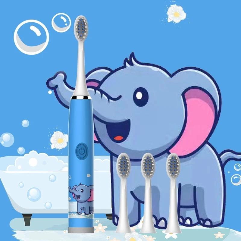 Brosse à dents électrique aste USB Sonic pour enfants, brosse de dessin animé colorée pour enfants,