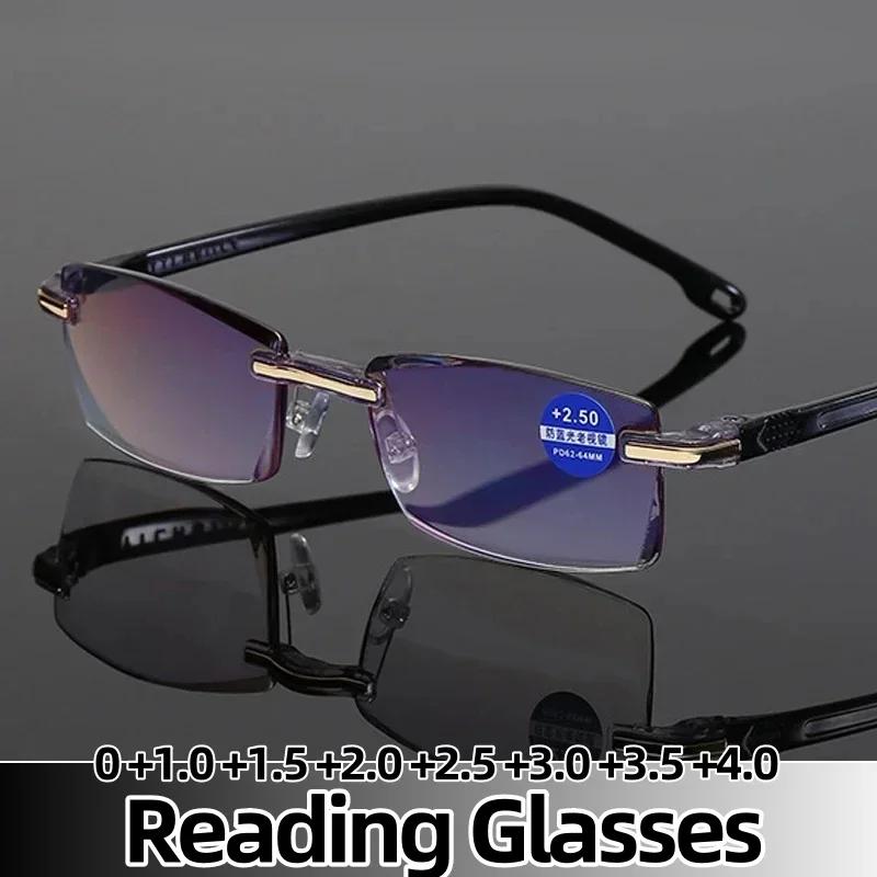 Lunettes de lecture sans bords pour hommes, classiques, Anti-lumière bleue, Vintage, presbytie, unis