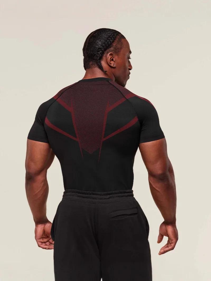 T-shirts de compression à motif chauve-souris pour hommes, manches courtes, anti-UV, pour la gym, l'