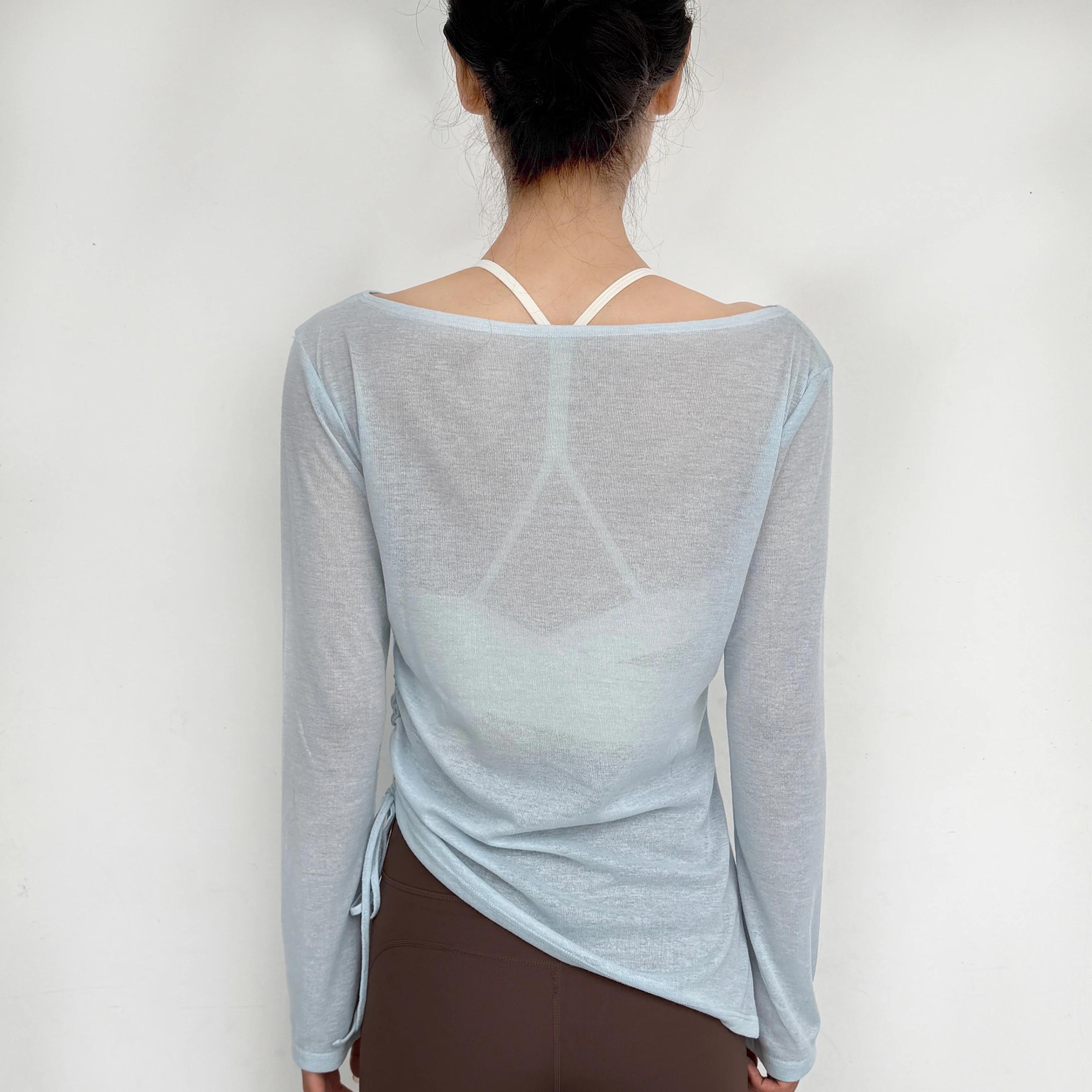 Chemise de sport à manches longues pour femmes, vêtements de Yoga, T-Shirt de Fitness, de course à s