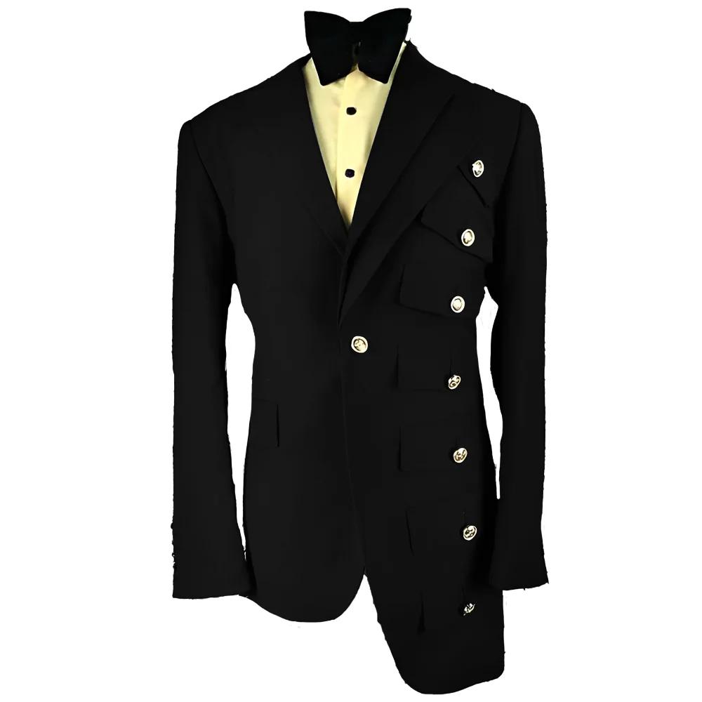 Costumes et blazers pour hommes, asymétrie Unique, noir, pour marié de mariage, coupe cintrée, smoki