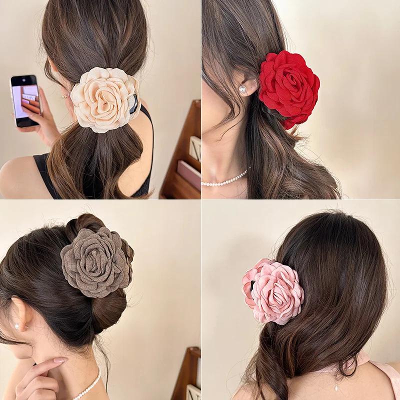 Pince à cheveux stéréoscopique en forme de fleur de Rose, 1/2/6 pièces, Fpr pour femmes, élégante, a