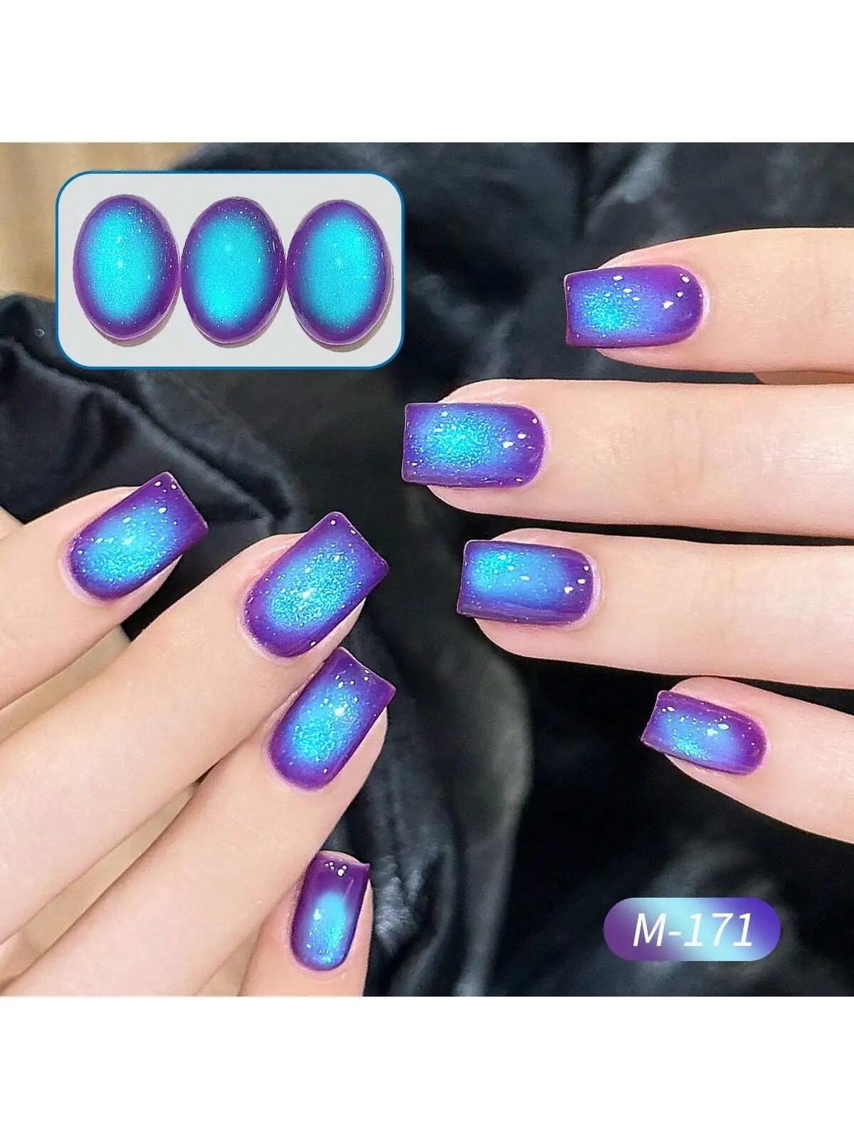Vernis à ongles gel œil de chat myrtille, durcissement UV LED, gel d'art pour ongles à séchage rapid