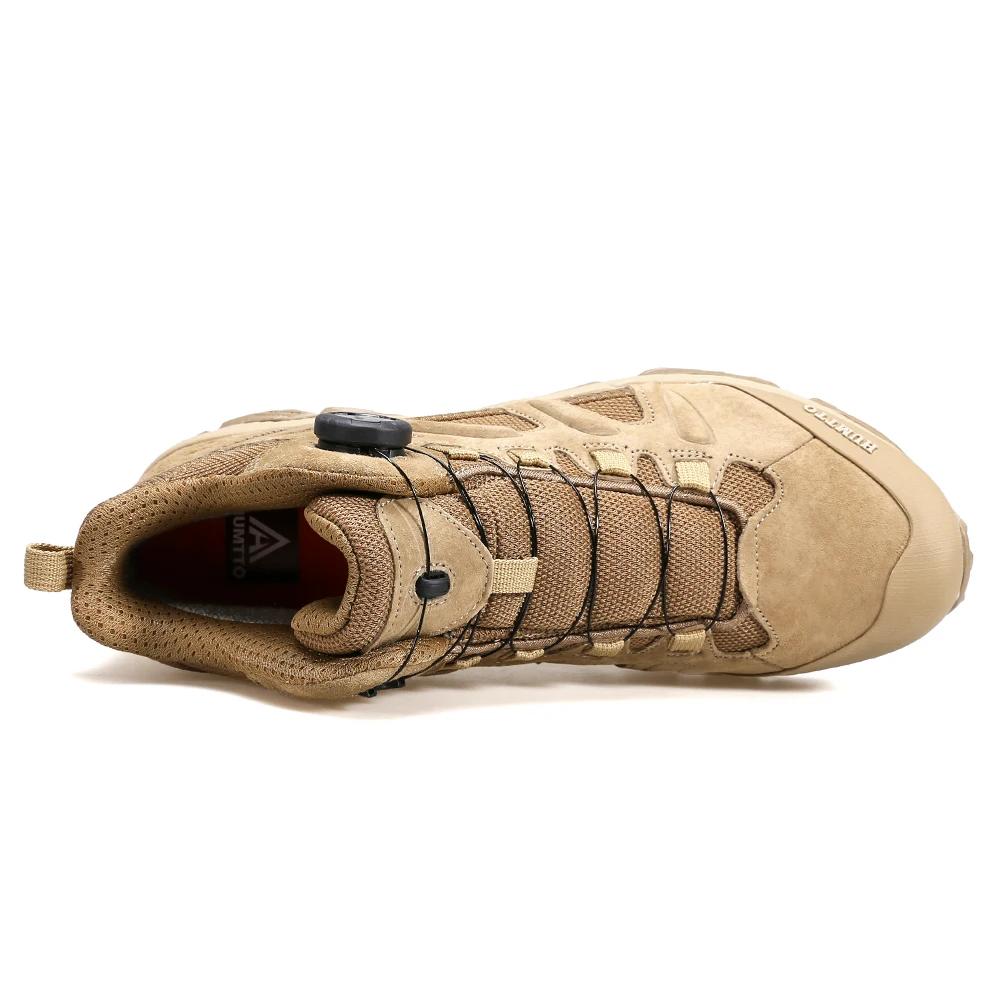 Chaussures de randonnée HUMTTO imperméables en cuir pour hommes - Baskets outdoor cheville