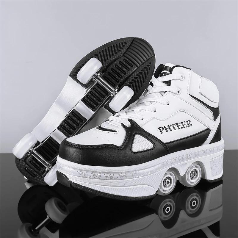 Chaussures de course pour garçons et filles, édition étudiante à quatre roues, chaussures de patinag