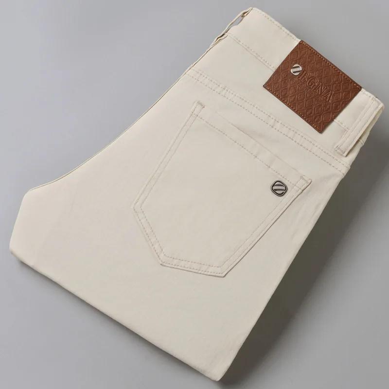 Jean de luxe haut de gamme pour hommes, pantalon élastique tendance polyvalent, coupe slim, simple e