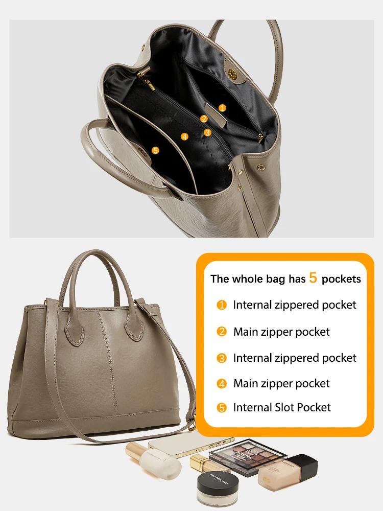 Sac Zency Femme 2026 en Cuir Naturel Grande Capacité, Sac à Main Noble, Sac Bandoulière Designer, Sa