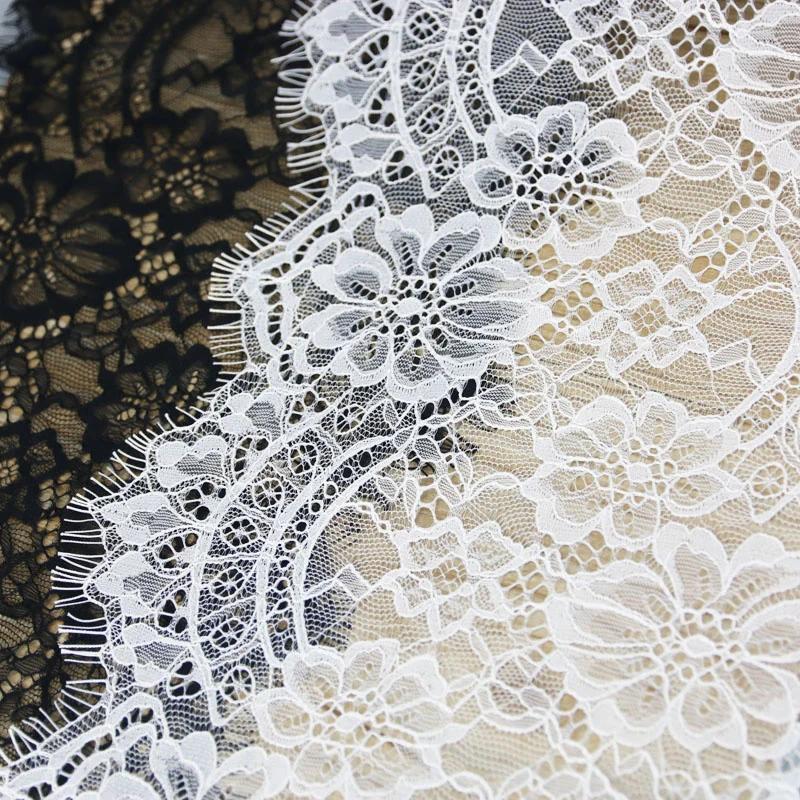 Dentelle à cils blanche, 22cm, 3 mètres/lot, décoration en tissu, accessoires pour robe de mariée, f