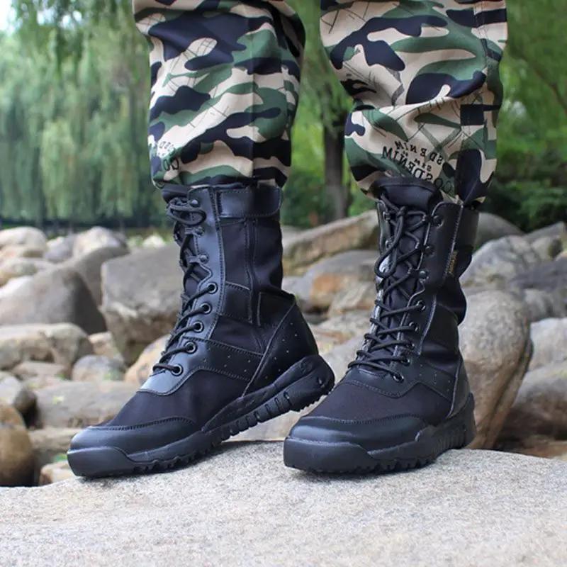 Bottes de travail tactiques pour hommes, chaussures d'entraînement de Combat en toile ultralégères e