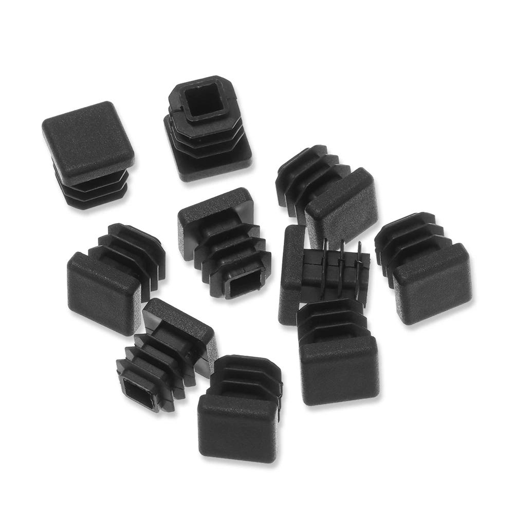 Embout obturateur carré en plastique noir, bouchon d'insertion de tube, bonde 15x15 ~ 60x60mm, 10 pi