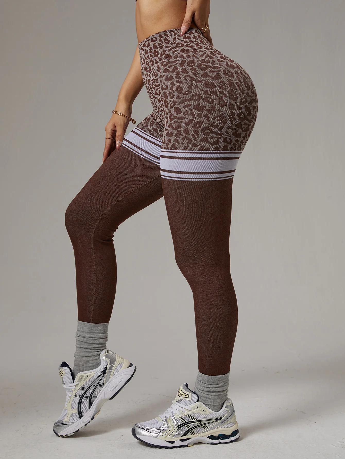 Pantalon de Yoga sans couture imprimé léopard, taille haute, levage des hanches, respirant, séchage