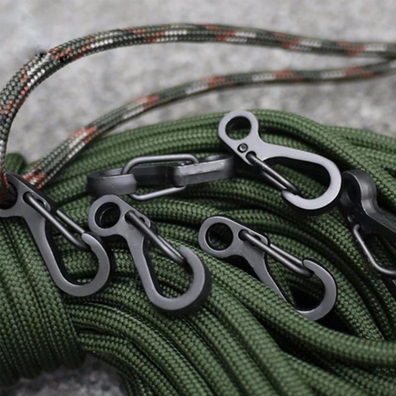 10 pièces/lot Mini mousqueton paracorde équipement tactique crochets porte-clés Camping EDC survie e
