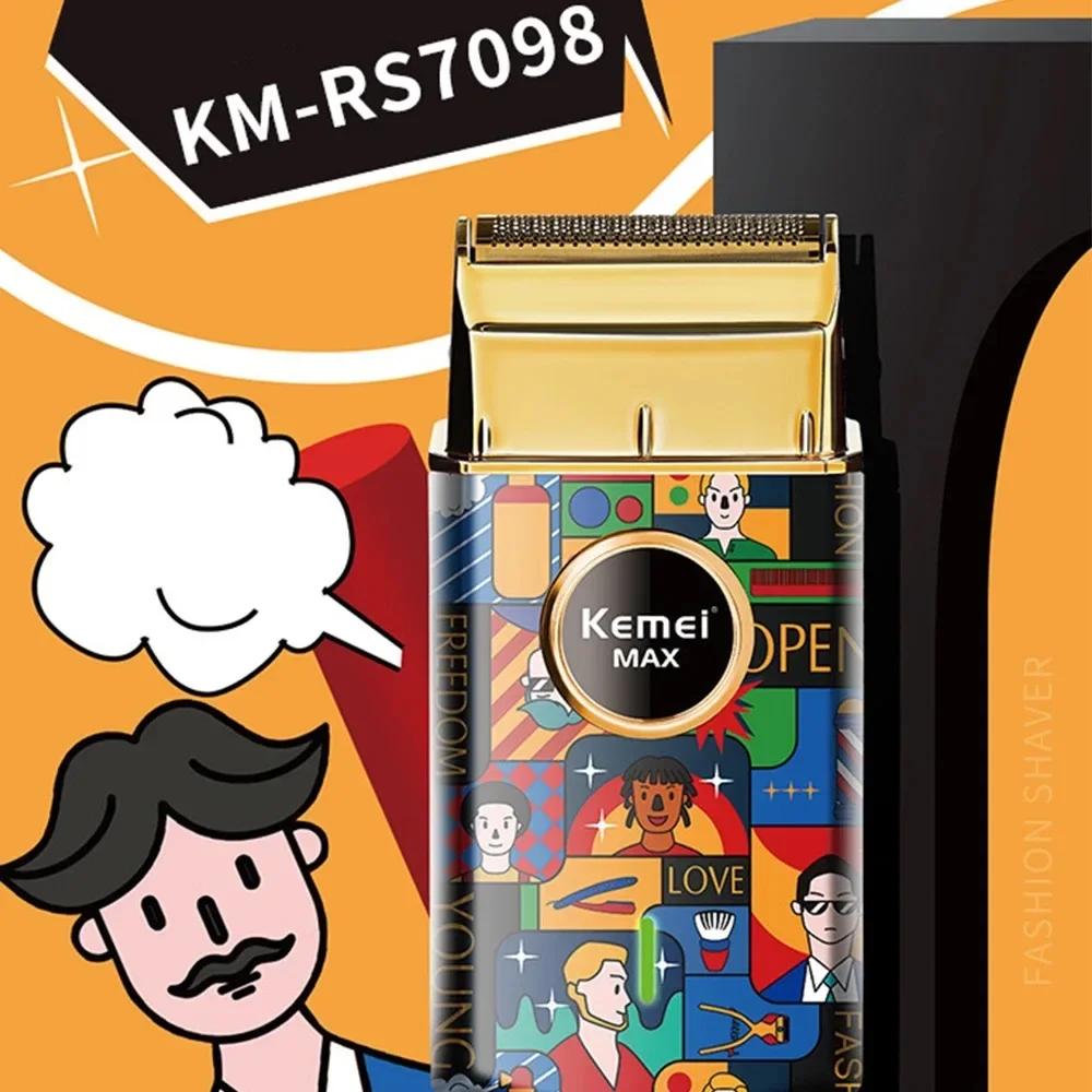Kemei KM-RS7098 titane hommes rasoir électrique tondeuse à cheveux professionnelle Graffiti tondeuse