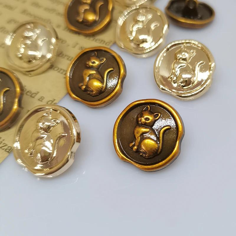 17.5/25MM mignon Vintage chat conception boutons en métal de vêtements en gros décor de mode bouton