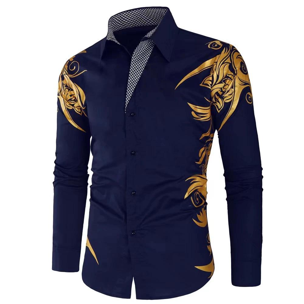 Chemise à manches longues pour hommes, chemise imprimée, mode, décontractée, haute qualité, élégante