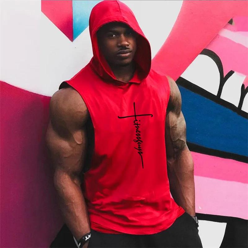 Gym Fitness gilets amples sans manches rue Hip Hop basket-ball débardeurs à capuche coton respirant