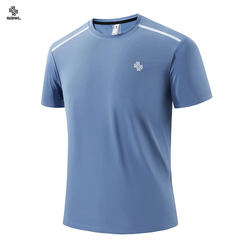 SBWL été hommes respirant fitness séchage rapide T-shirt mode haute qualité loisirs en plein air cou