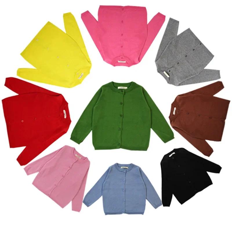 Cardigan en tricot pour filles et garçons, pull en coton pour enfants, vêtements de printemps, haut
