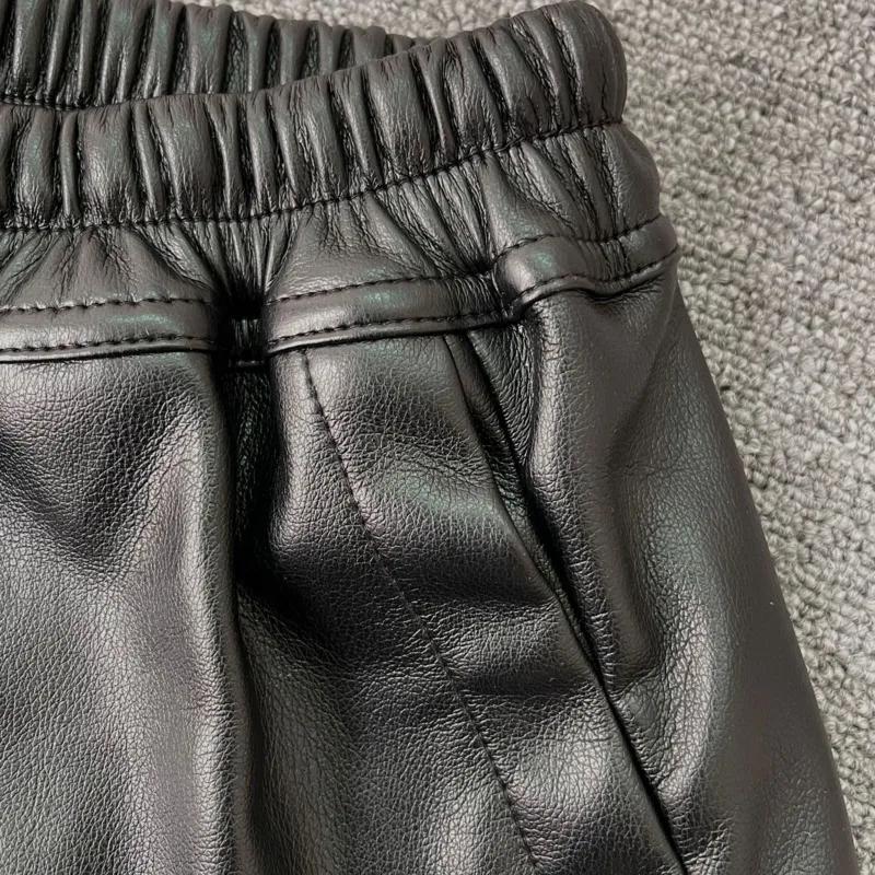 Shorts en cuir PU pour femmes HKSH 2026, style sombre RO, fente latérale, bloc de couleur, taille él