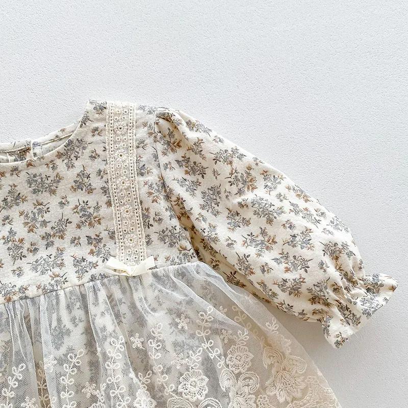 Body + chapeau pour nouveau-né fille, en coton imprimé, couture en dentelle, combinaison pour bébé f