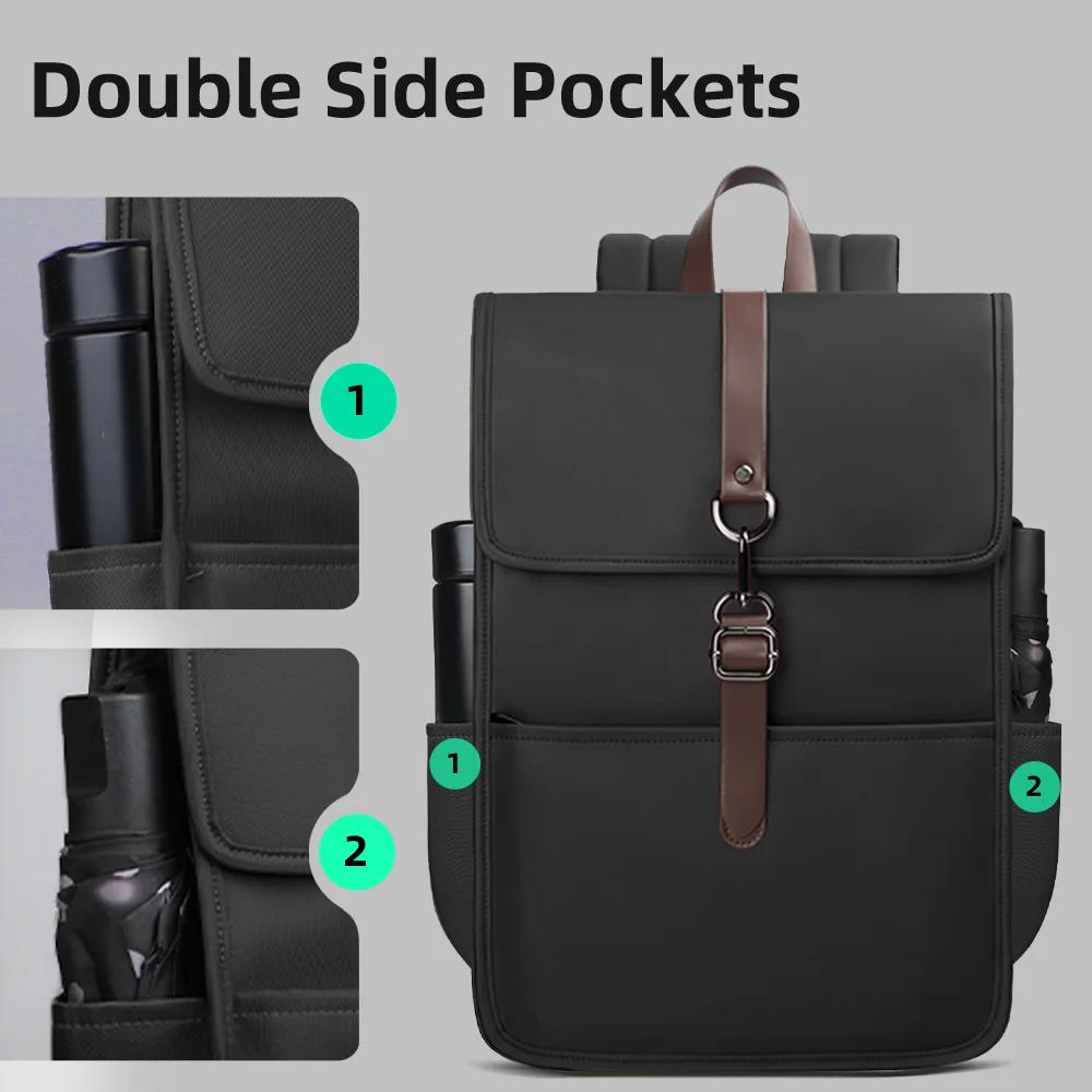 HK classique affaires sac à dos pour hommes décontracté 15.6 pouces pochette d'ordinateur avec USB é